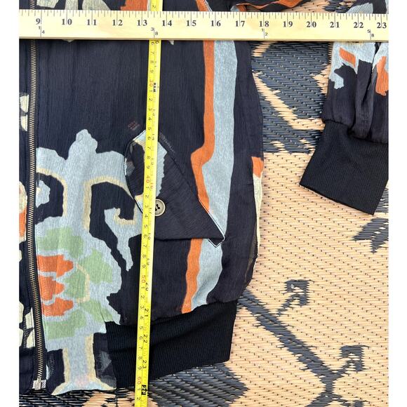 Fornarina | Vtg Y2K Abstract Floral Japanese Silk Bomber Jacket Cargo Pocket Med - Picture 10 of 10